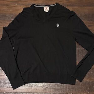 Brooks Brothers Red Fleece Extra Fine Merino Wool Black V-Neck Sweater Size XL